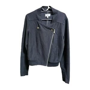 Lou & Grey Black Moto Retro Cotton Biker Light Jacket Sweater Size S